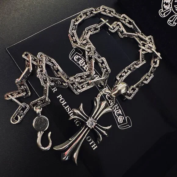 Chrome Hearts Sterling Silver Cross Pendant Necklace - Picture 5 of 8